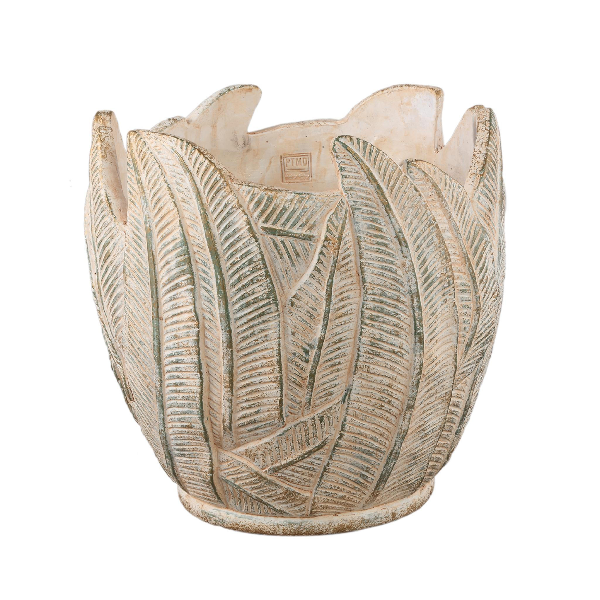 TOPF Noami Beige 40/40/40cm - Beige, Stein (40cm) - PTMD Collection