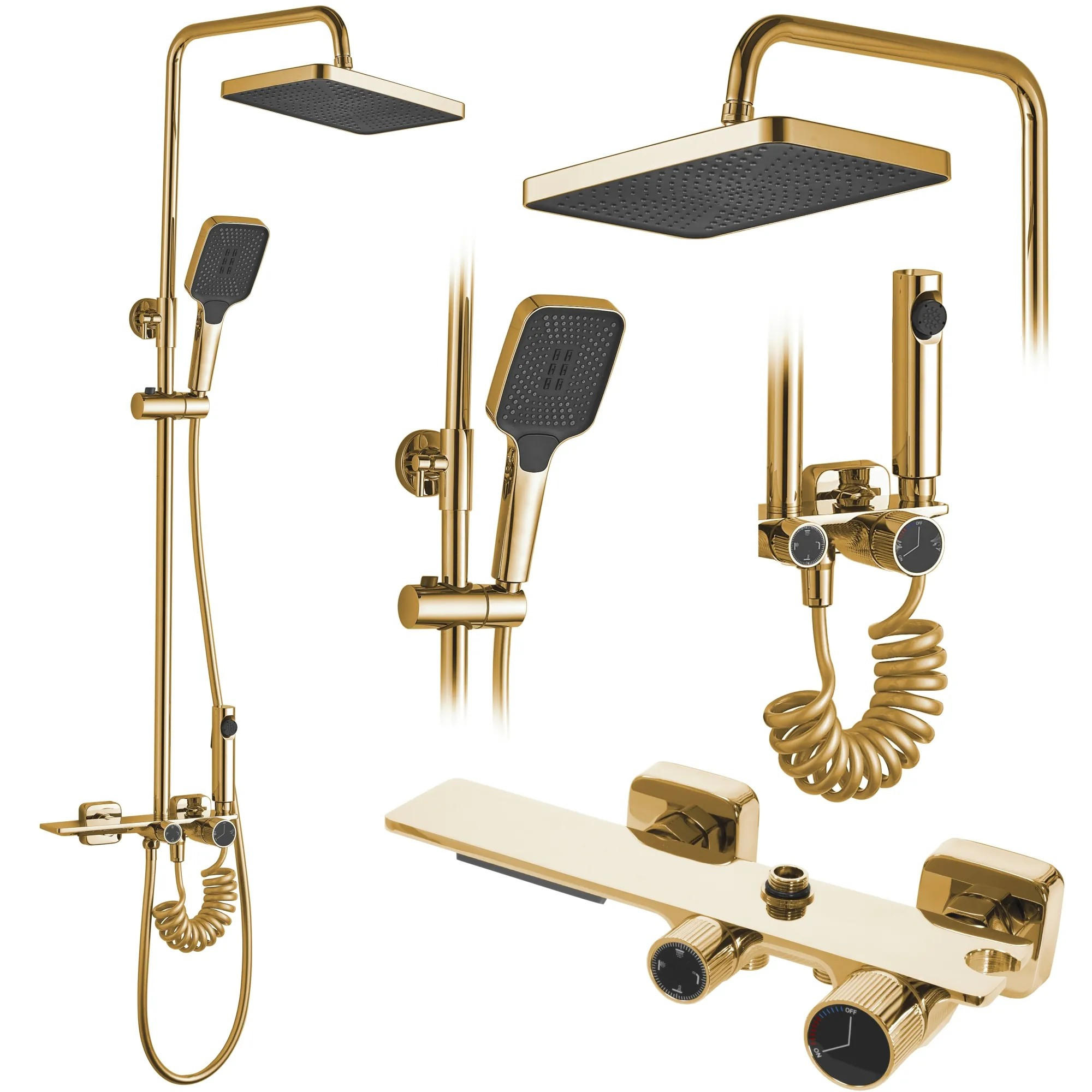 REA Duschgarnitur Gold 30x114.5x38 cm