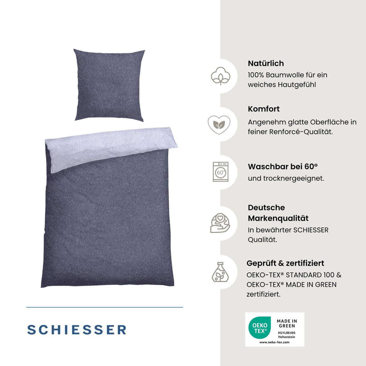 BETTWÄSCHESET Vinnie - Renforcé - 2-teilig - 155 x 220 cm - Plum - Pflaume, Textil (155/220cm) - SCHIESSER