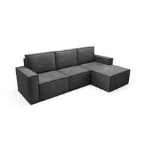 ECKSOFA Orto Dunkelgrau, Dreisitzer Kordecksofa rechte seite - Dunkelgrau, Holzwerkstoff/Textil (180/142cm) - Bettso