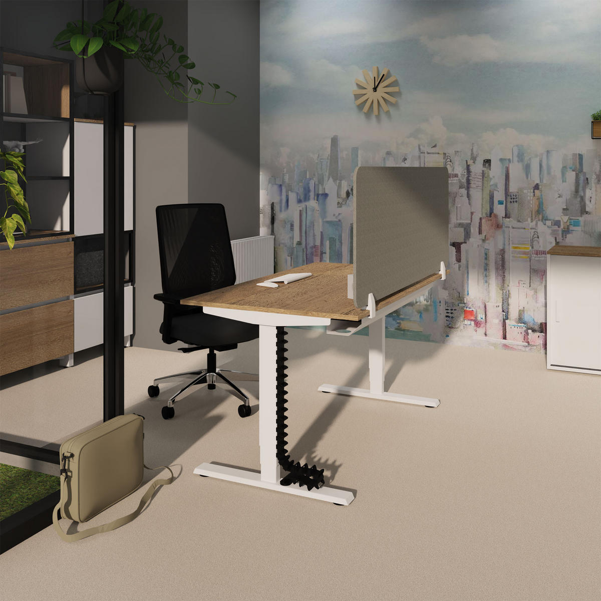 TISCHTRENNWAND Schreibtischtrennwand VITECO 160cm Sesame Weißaluminium / Sesame Weißaluminium 1600mm - Dunkelgrau/Silberfarben, Textil (160/1.2/56.2cm) - ASSMANN