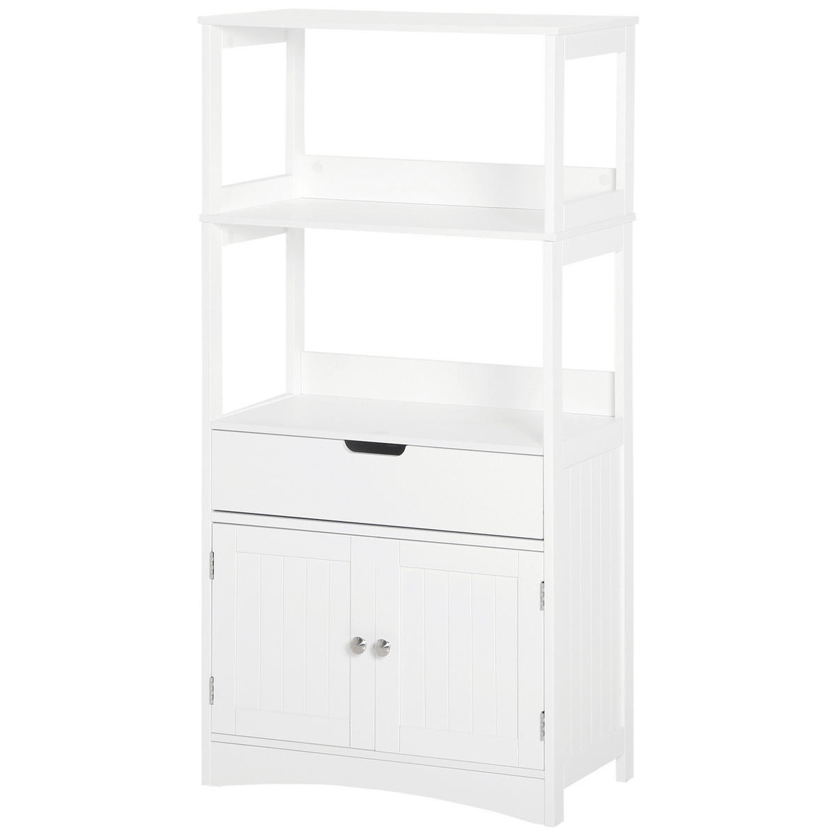 BADEZIMMERSCHRANK DE-17297 2 Türen, Schublade, 3 Regalböden Weiß - Weiß, Holzwerkstoff (33/122.5/60cm) - ComfortXL