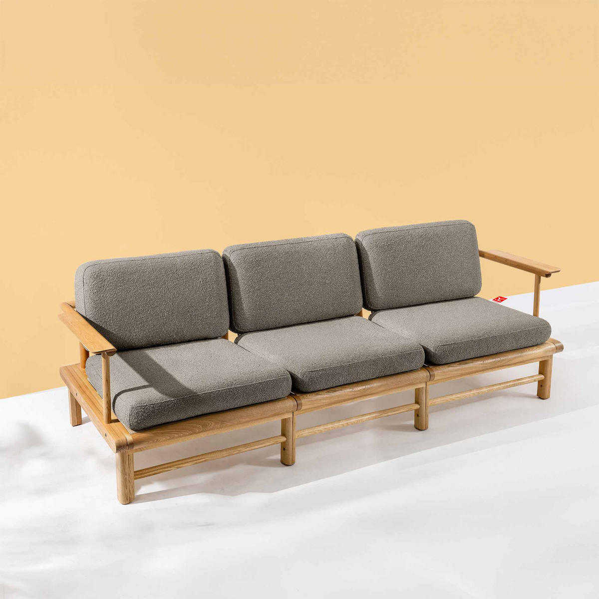 GARTENSOFA ATREDA 3-Sitzer - Grau, Holz/Textil (230/74/80cm) - KONSIMO®