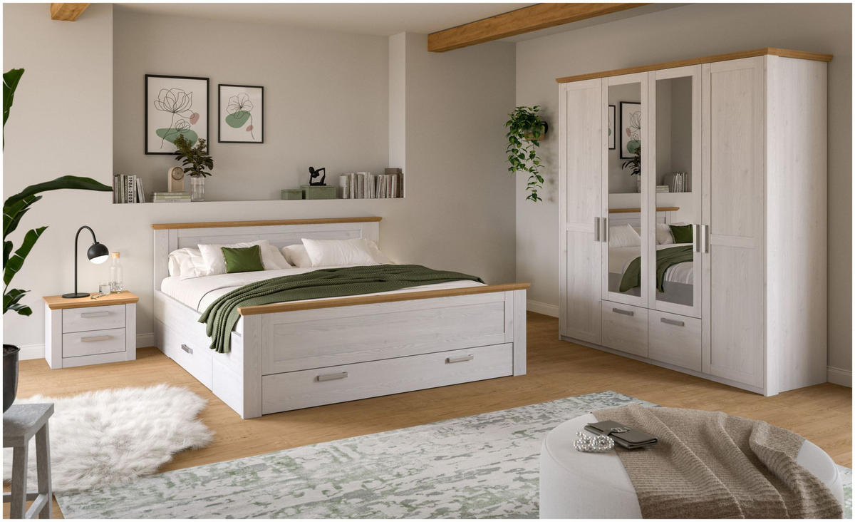 BETTANLAGE Verona Sibiu Lärche Nachbildung 4-tlg. - Lärchefarben, Holzwerkstoff - Xonox