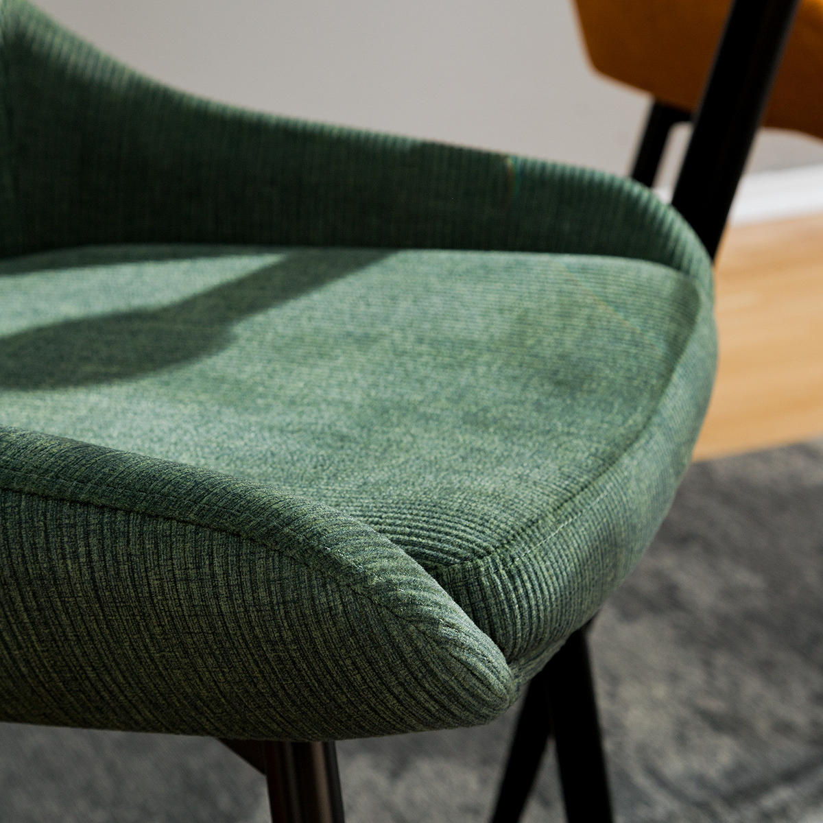 POLSTERSTUHL - Cord-Samt, 2er-Set - Dunkelgrün, Textil (48/83/57cm) - home24