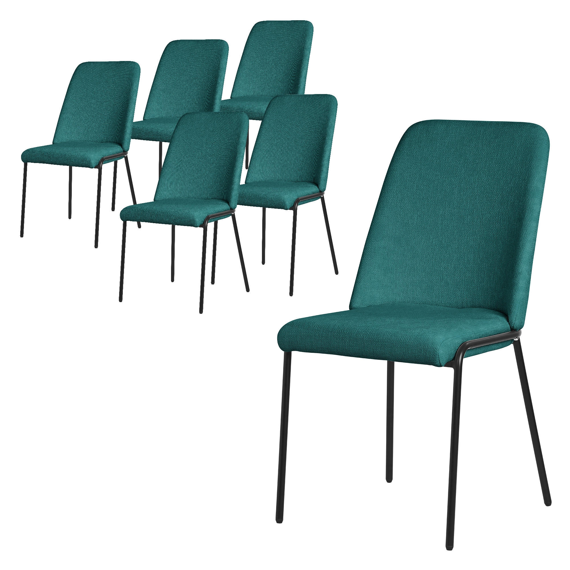 ML-DESIGN SADA 6 jídelních židlí v barvě petrol s látkovým potahem