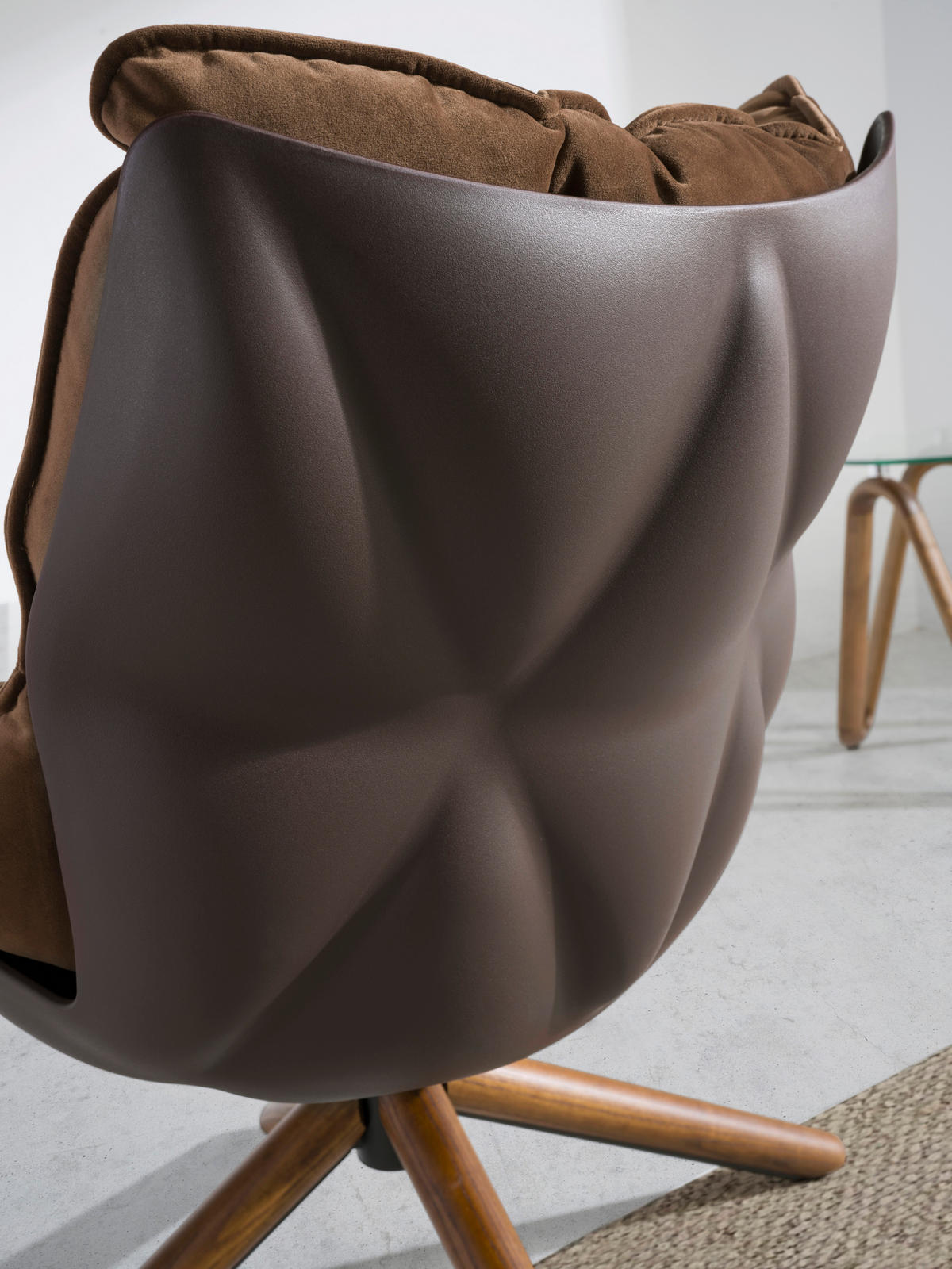 DREHSESSEL aus braunem Samt und braunem PVC 70/75/94 cm - Walnussfarben/Braun, Textil (70/94/75cm) - ANGEL CERDA