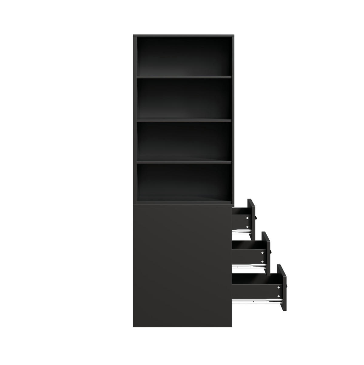 HIGHBOARD 60/180/38 cm Schwarz aus Spanplatte mit Seitenschubladen - Schwarz, Holzwerkstoff (38/180/60cm) - OKMYHOME