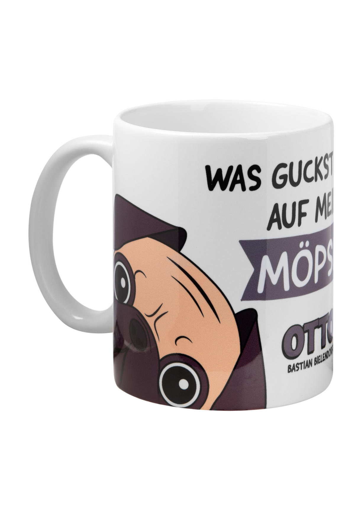 KAFFEEBECHER Bastian Bielendorfer Mops Otto! Was guckst du so auf meine Möpse? Weiß 320 ml - Weiß, Keramik (0.32L) - United Labels