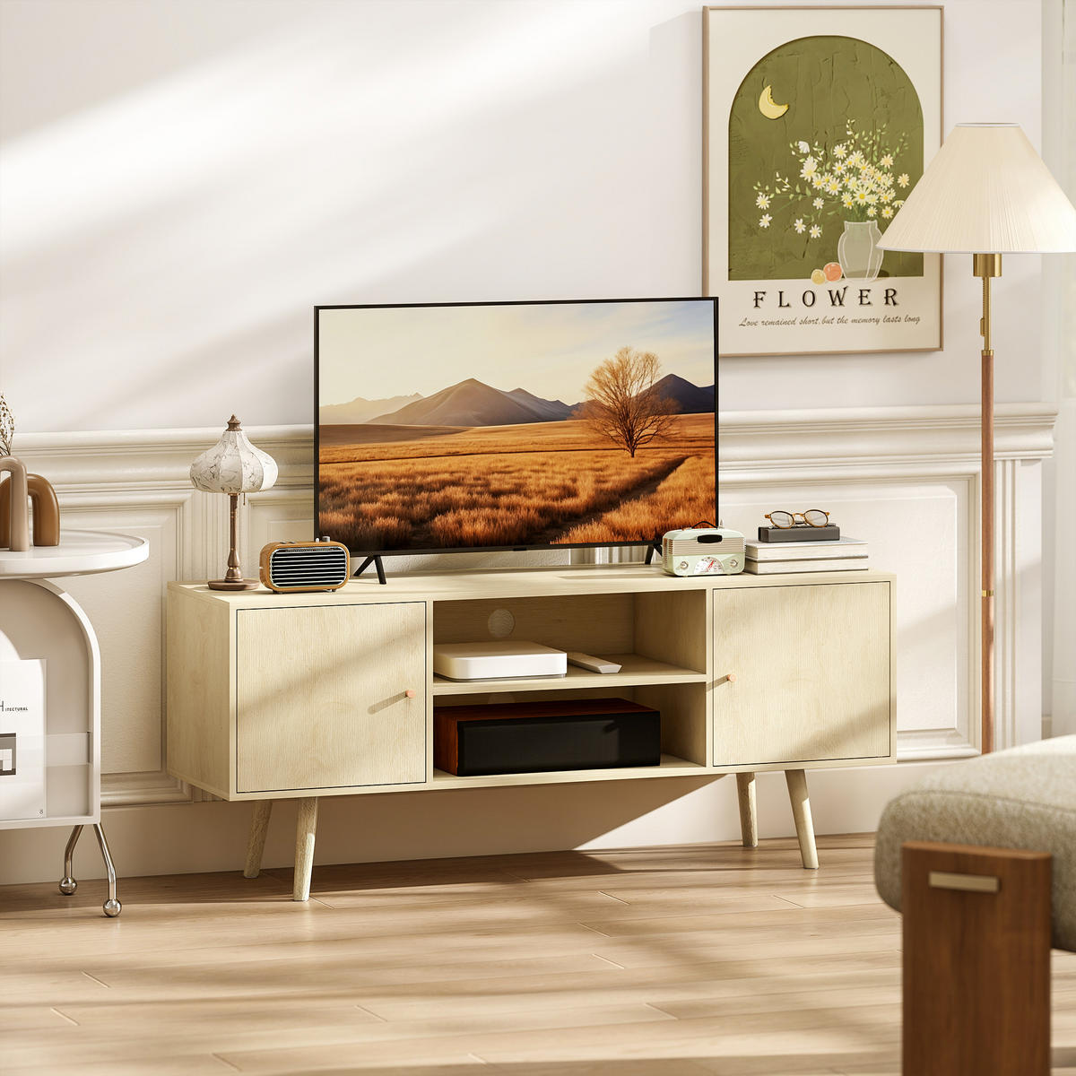 LOWBOARD DE-16148 120/34/50 cm Naturholz-Optik - Naturfarben, Holzwerkstoff (120/50/34cm) - ComfortXL