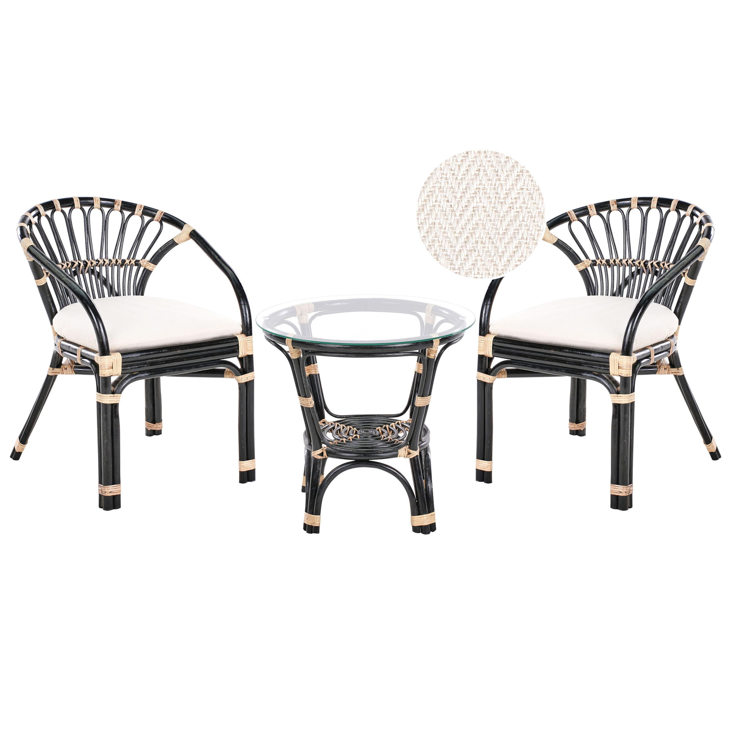 BISTRO-SET Schwarz/Heller Holzfarbton Pecorini - Hellbraun/Schwarz, Naturmaterialien - Beliani