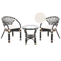 BISTRO-SET Schwarz/Heller Holzfarbton Pecorini - Hellbraun/Schwarz, Naturmaterialien - Beliani