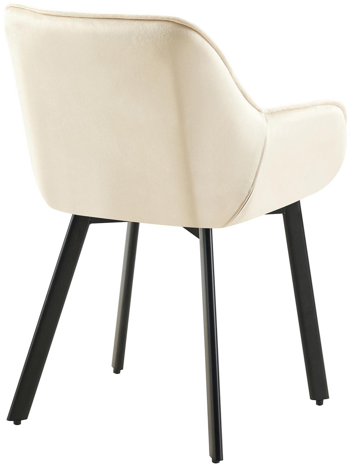 ARMLEHNENSTUHL Samt Creme - Creme/Schwarz, Textil/Metall (57/84/62cm) - CLP