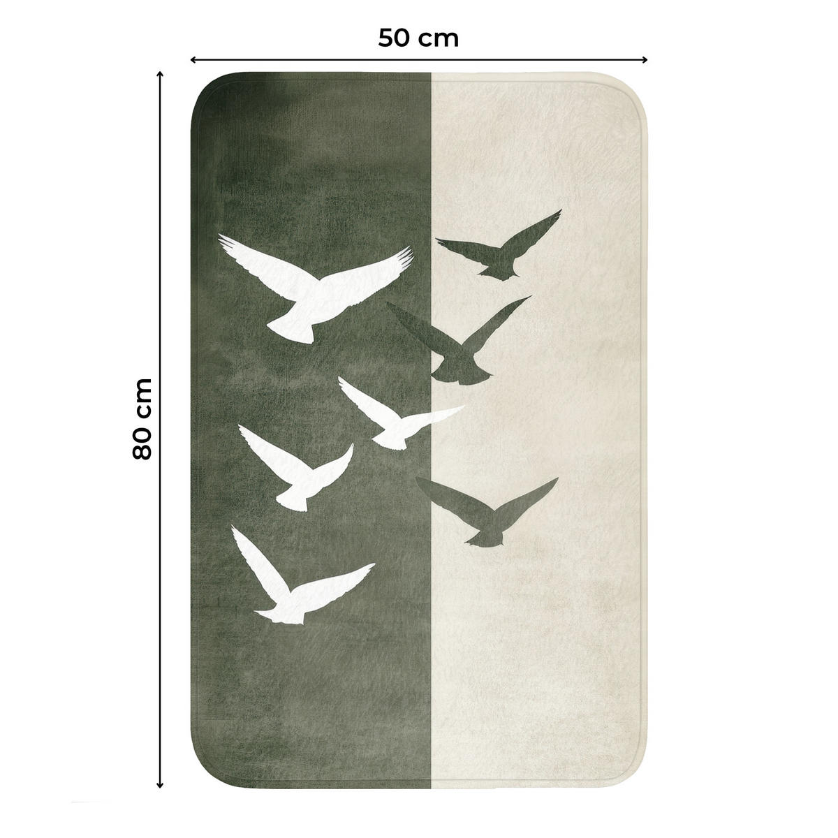 WC PŘEDLOŽKA Japandi - Pták - Zelený 50x80 cm - olivově zelená, textil/plast (50/1cm) - OnlyWow
