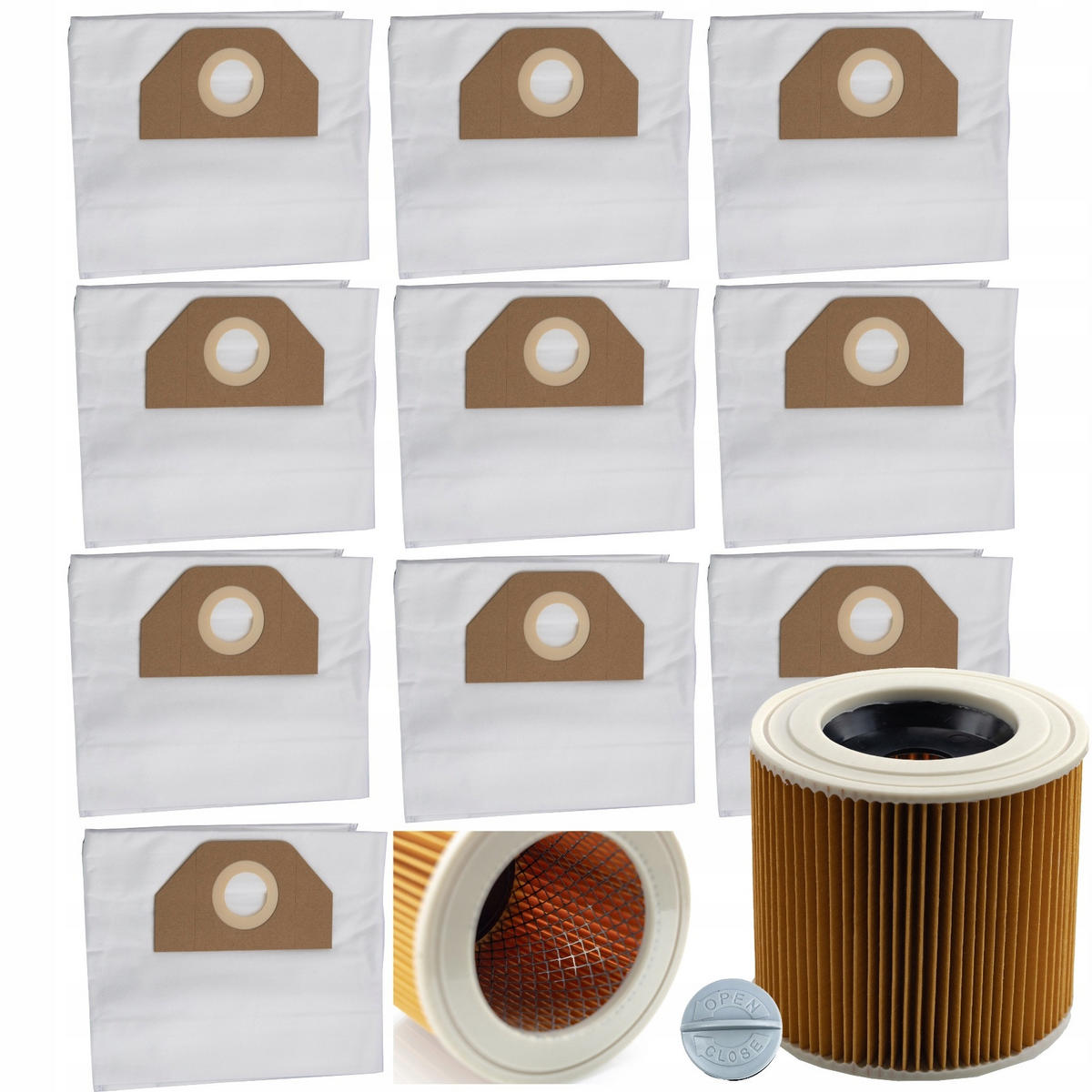 FILTER WD2/WD3 3-tlg. Set, 10 Staubsaugerbeutel, verstärkter Filter, Schlauch 4 m - Multicolor, Kunststoff/Metall (10/10/10cm)
