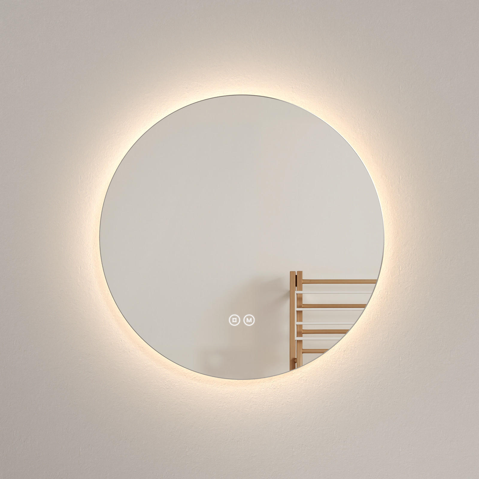 BADSPIEGEL runder mit Dreifarbige Beleuchtung Rahmenlos ф60 cm - Weiß, Glas (60/3/60cm) - EMKE