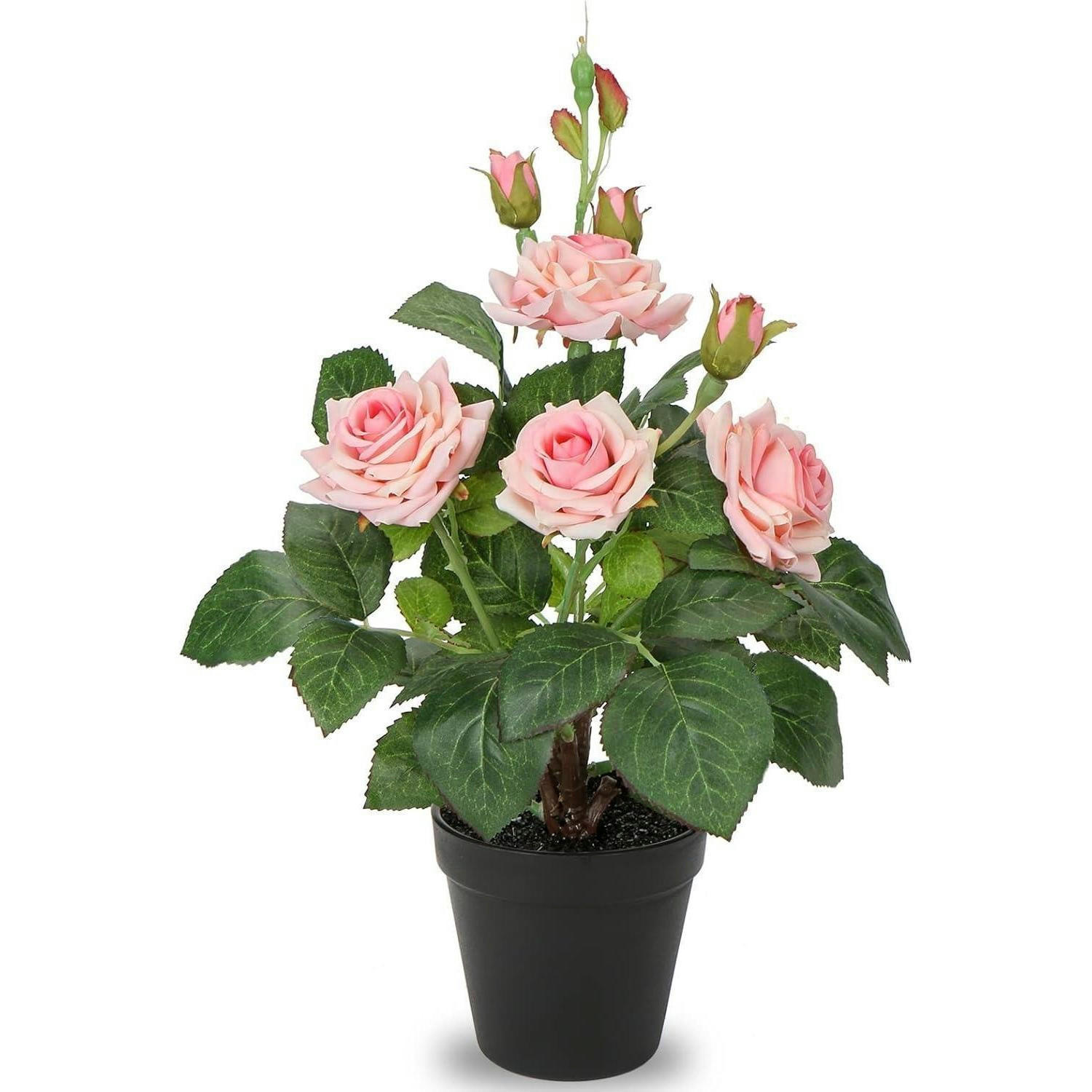 KUNSTROSEN im Topf Rosa 34 cm - Rosa, Kunststoff (33cm)