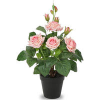 KUNSTROSEN im Topf Rosa 34 cm - Rosa, Kunststoff (33cm)