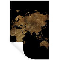 WANDTATTOO Weltkarte - Gold - Luxus - Erde - Schwarz 80x120 cm - Goldfarben, Kunststoff (80/120/0.1cm) - MuchoWow