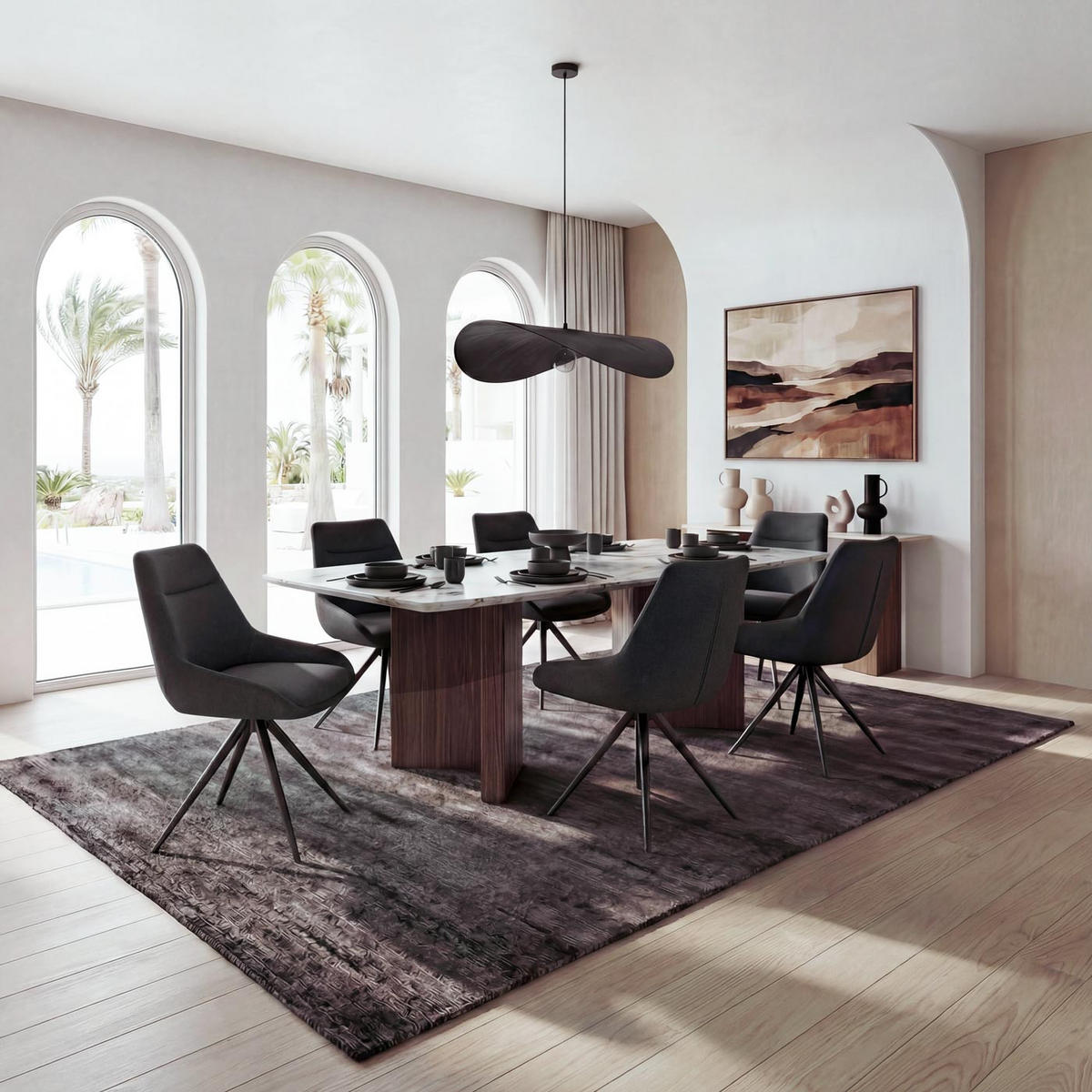 ESSZIMMERSTUHL Anthrazit 6er-Set - Anthrazit, Textil (51/86/60cm) - MCW