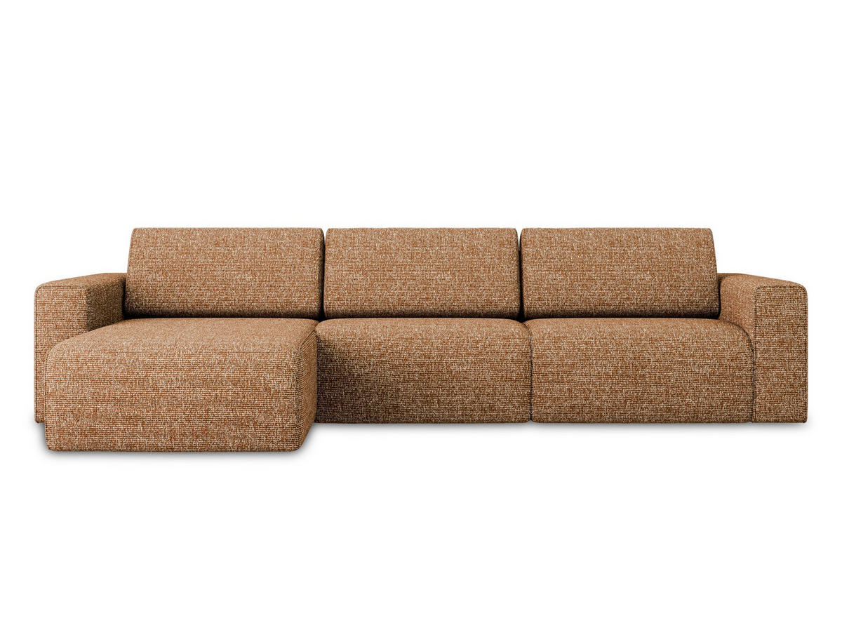 ECKSOFA Links Strukturstoff Stoff Orange - Terra cotta/Schwarz, Kunststoff/Textil (167/314cm) - Makamii