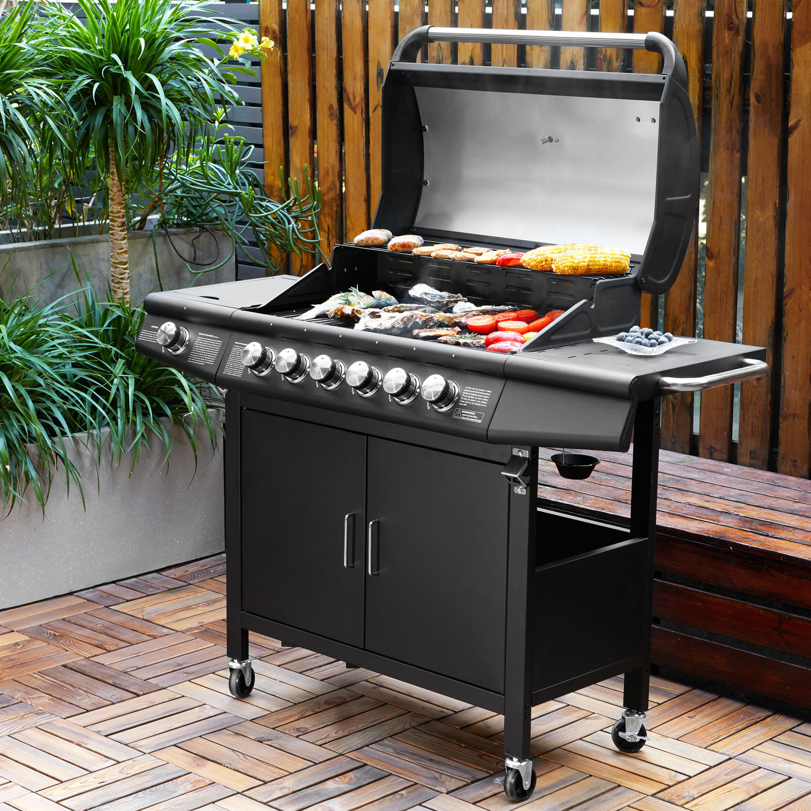GASGRILL RED 6+1 - Schwarz, Metall (135/114/54cm) - TAINO