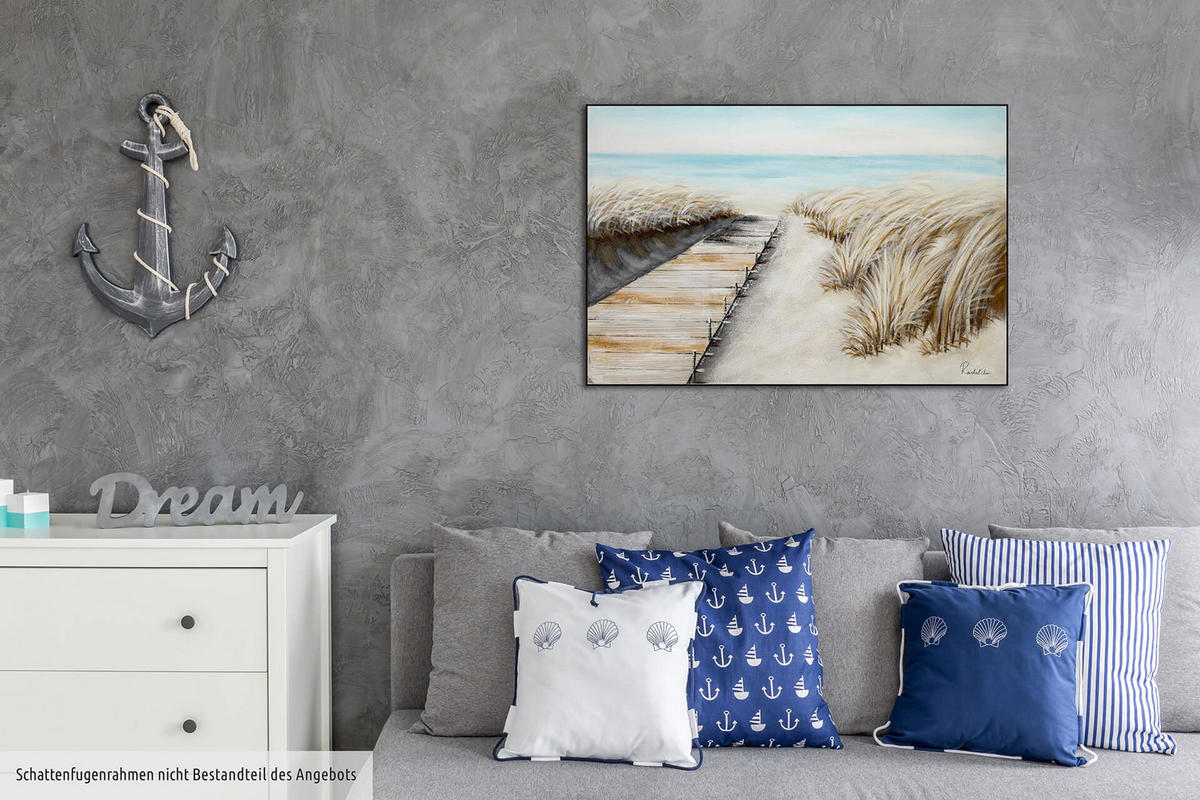 ACRYLBILD HANDGEMALT 90/60 cm - Beige, Holz/Textil (1.5/60cm) - KUNSTLOFT