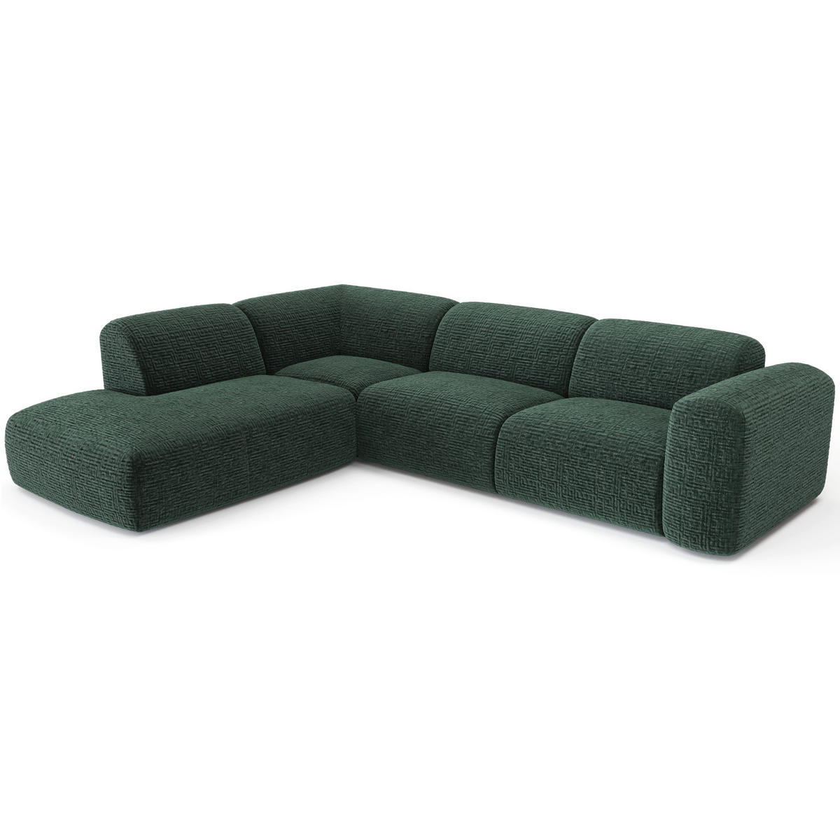 ECKSOFA LINKS Gemusterter Samt Smaragdgrün 269cm - Smaragdgrün, Textil (221/269cm) - Sia Home