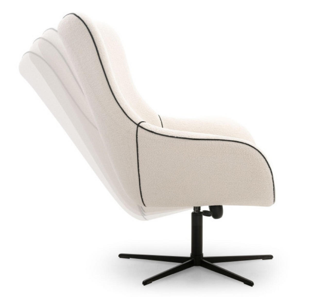 SESSEL Weiß LISA Drehbar Verstellbare Rückenlehne Bezug Bouclé - Weiß, Textil (88/110/106cm) - Sepro Meble