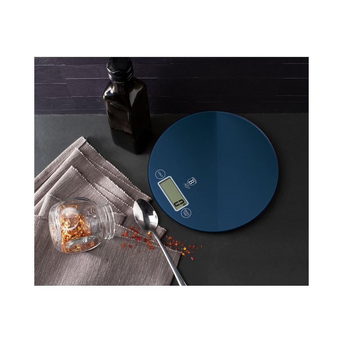 KÜCHENWAAGE Marineblau 19/19/2 cm BH9427 - Dunkelblau, Glas - Berlinger Haus
