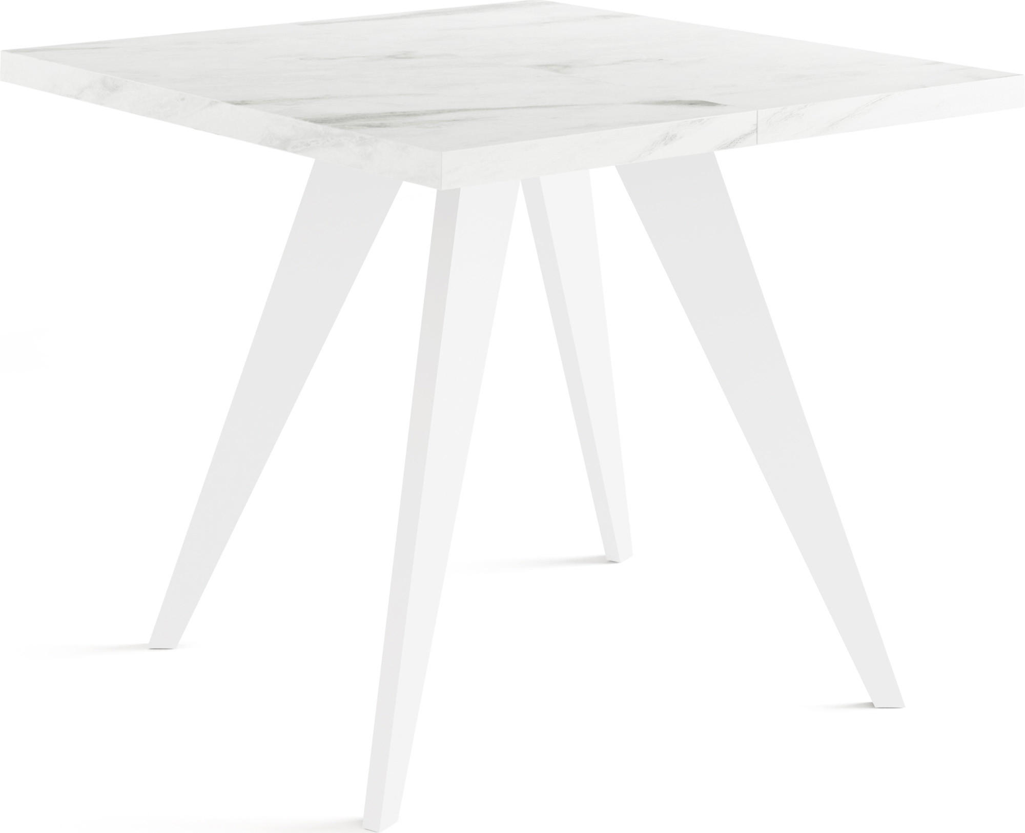 ESSTISCH Quadro quadratischer ausziehbarer, Marmor Weiß 100-150/100/76 cm - Ecru/Weiß, Holz/Holzwerkstoff (100/100/76cm) - WFL GROUP