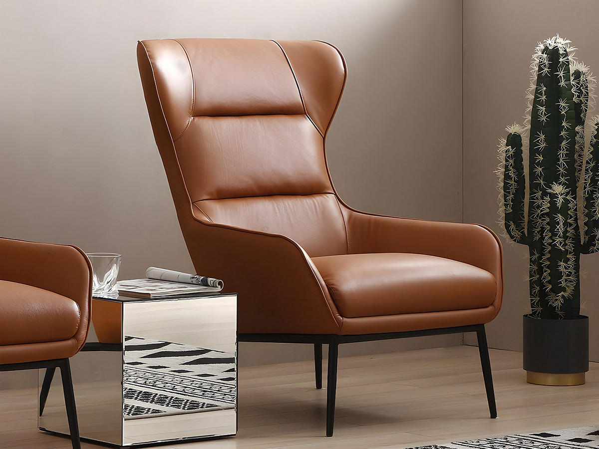 SESSEL aus camelfarbenem Büffelleder - DINNIA - Braun, Leder (69/95/95cm) - Vente-Unique