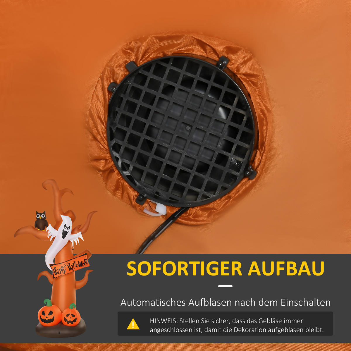 HALLOWEENDEKO DE-42118 2,7 m aufblasbarer Spukbaum mit LED - Braun, Kunststoff (156/274/107cm) - ComfortXL