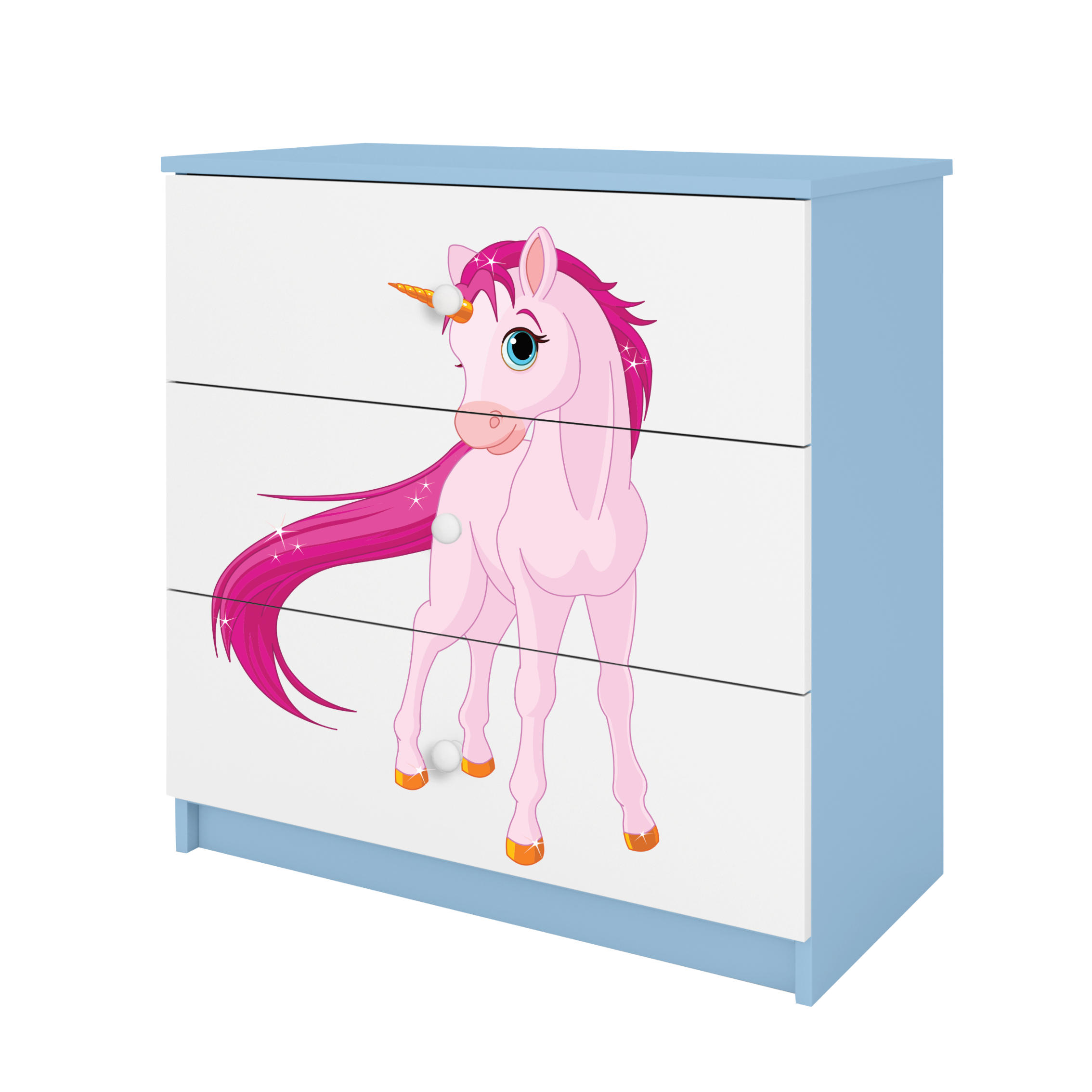 KOMMODE Babydreams Einhorn 81/81/41 - Blau, Holzwerkstoff (81/81/41cm) - RAUMHIRSCH FURNITURE