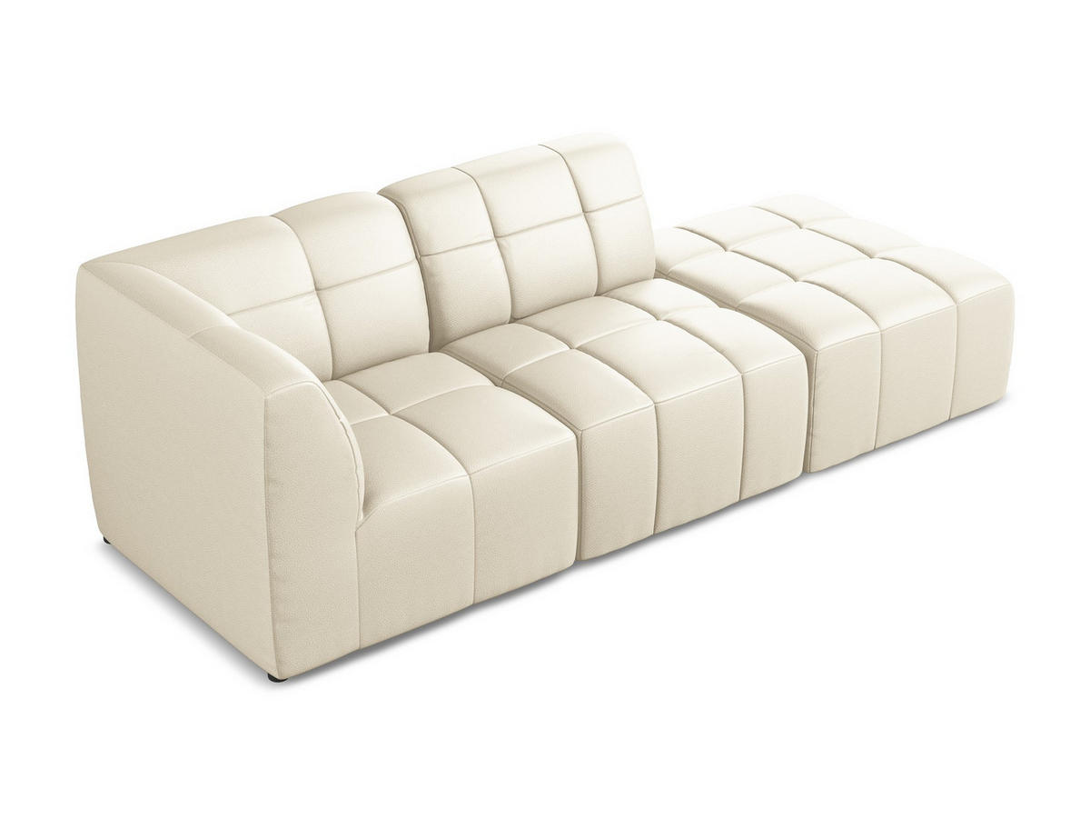 ECKSOFA Rechts Kunstleder Beige - Creme/Schwarz, Holzwerkstoff/Kunststoff (240/90cm) - Makamii