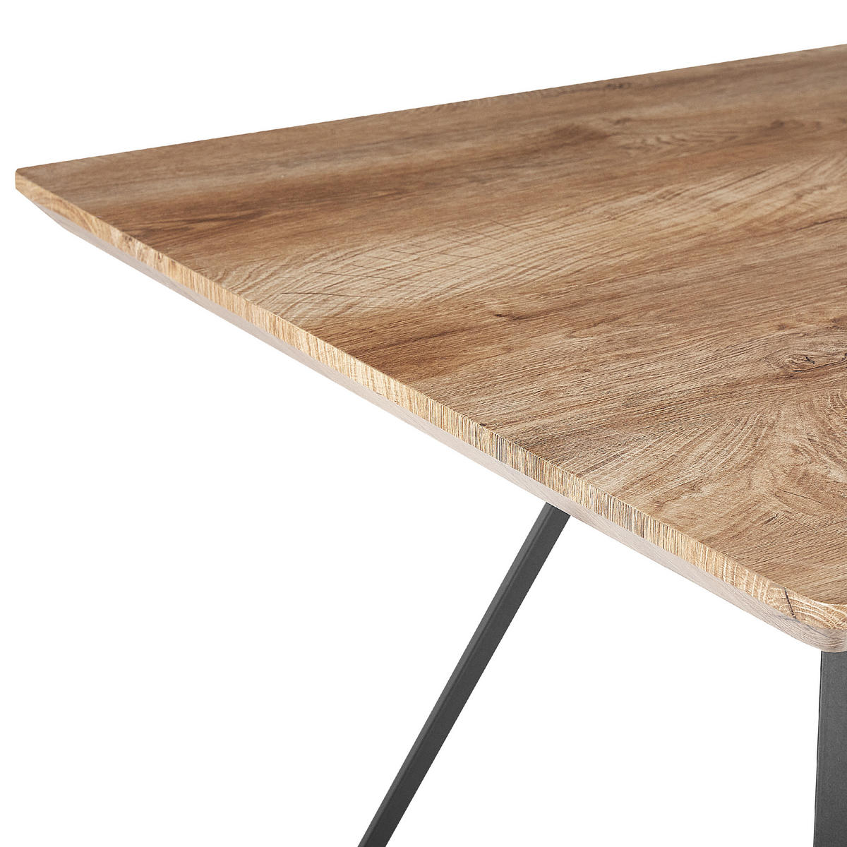 ESSTISCH 140/80/76 cm Hellbraun, Schwarz Rechteckig Upton - Hellbraun, Holzwerkstoff (140/80/75cm) - Beliani