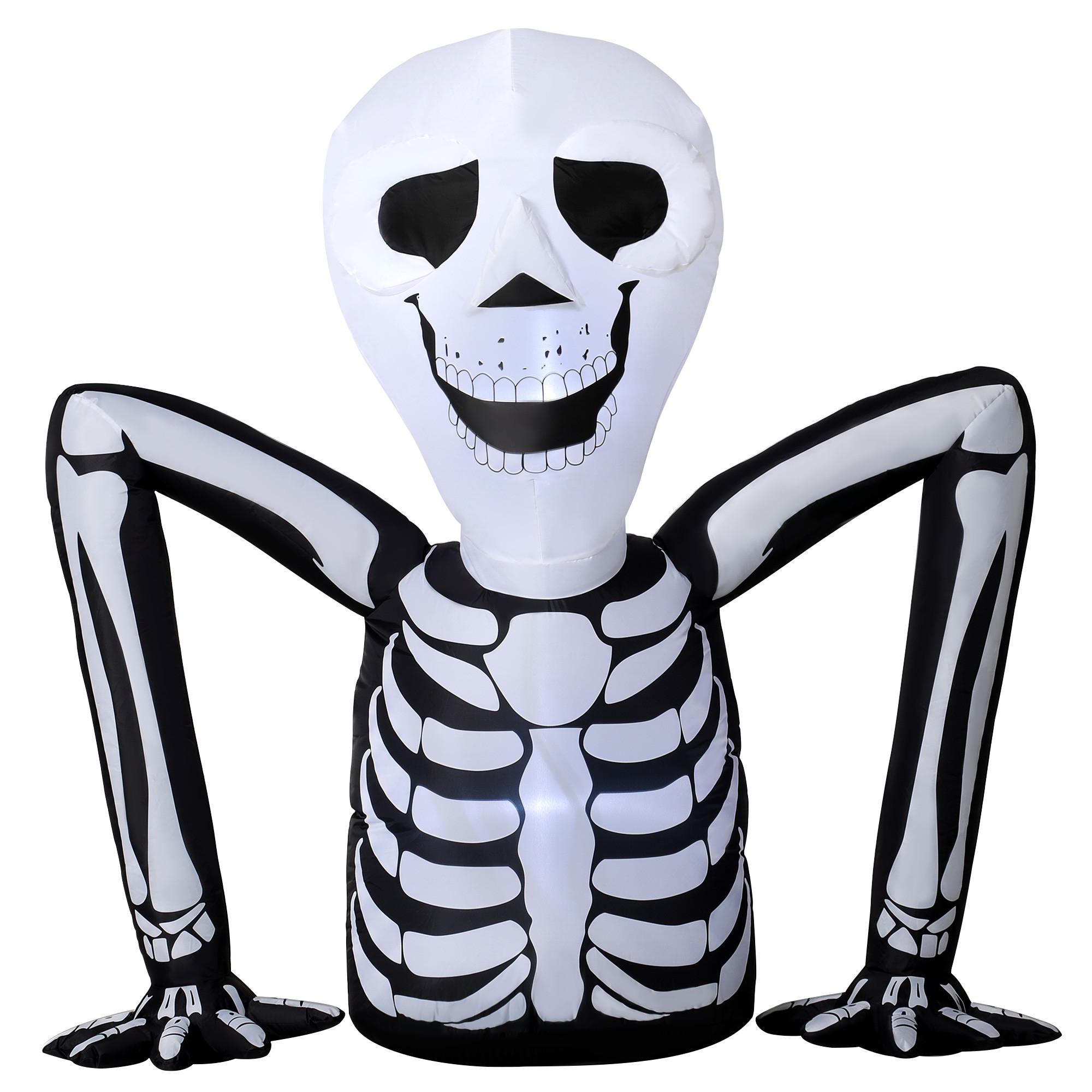 AUFBLASBARES-HALLOWEEN-SKELETT Polyester Schwarz - Weiß, Textil (53/142/153cm) - Outsunny