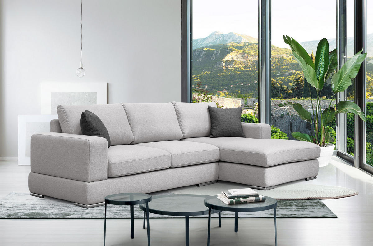 ECKSOFA OTTO 4-Sitzer, hellgrau - Hellgrau, Holzwerkstoff/Textil (279/159cm) - Courtois Laville