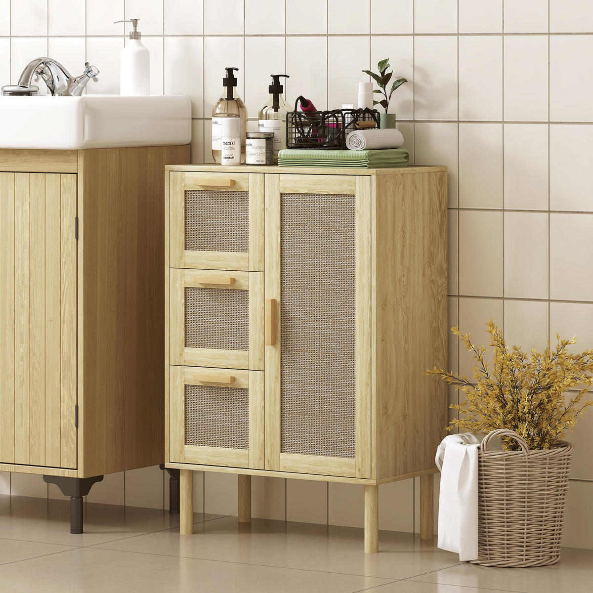BADEZIMMERSCHRANK DE-17318 - Eichefarben, Holzwerkstoff (30/82/55cm) - ComfortXL
