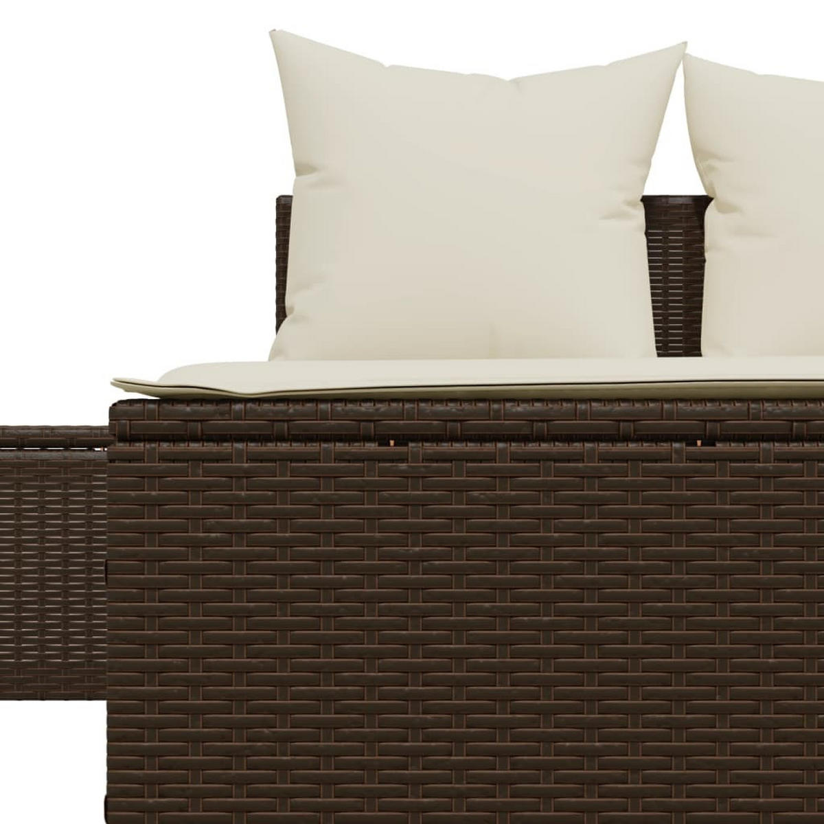 DOPPEL-SONNENLIEGE Mit Auflagen Braun Poly Rattan - Creme, Kunststoff (162/30/104cm) - vidaXL