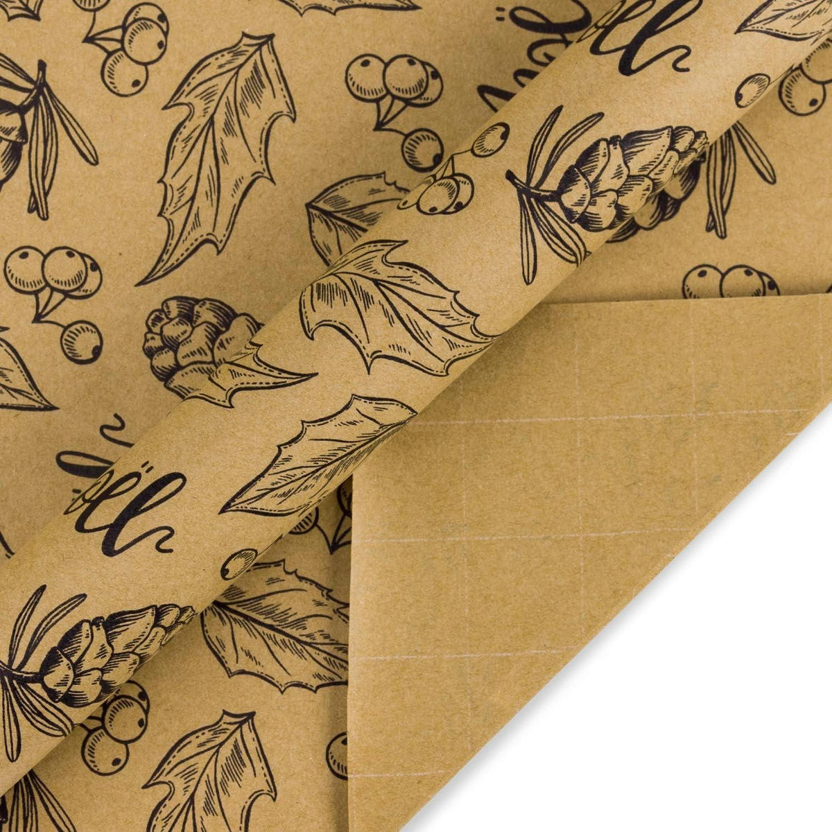 GESCHENKPAPIER 4 Rollen 76 cm x 305 cm Kraftpapier Weihnachtsmotive - Braun, Papier (4/76/15cm)