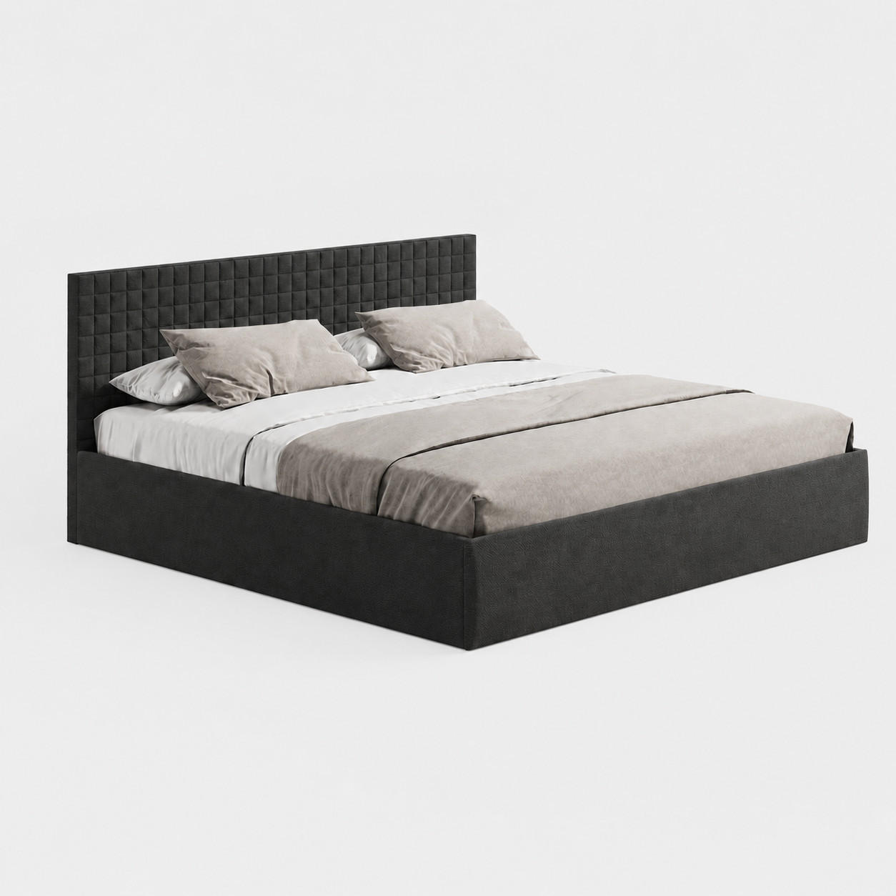 POLSTERBETT VARDO-Stoff 200x200 cm in Schwarz - Schwarz, Textil (200/200cm) - Home Collective