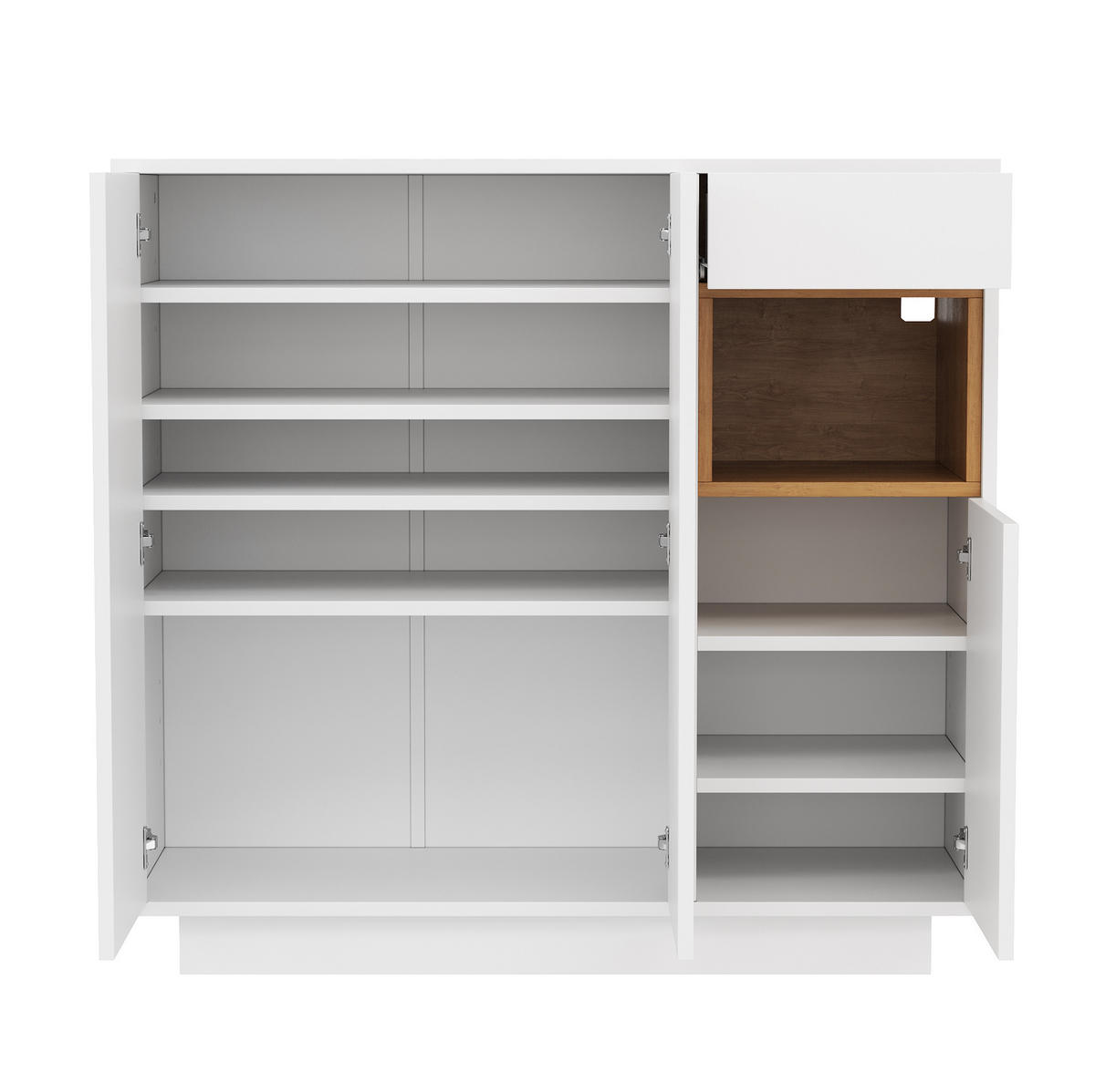 SCHUHSCHRANK 105/100,5/39,5 cm Weiß/Natur aus Spanplatte mit LED-Beleuchtung - Naturfarben, Holzwerkstoff (105/100/39cm) - OKMYHOME
