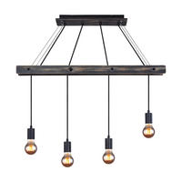 HÄNGELEUCHTE Metall Holz Schwarz matt - Schwarz, Holz (90/9/120cm) - Globo Lighting