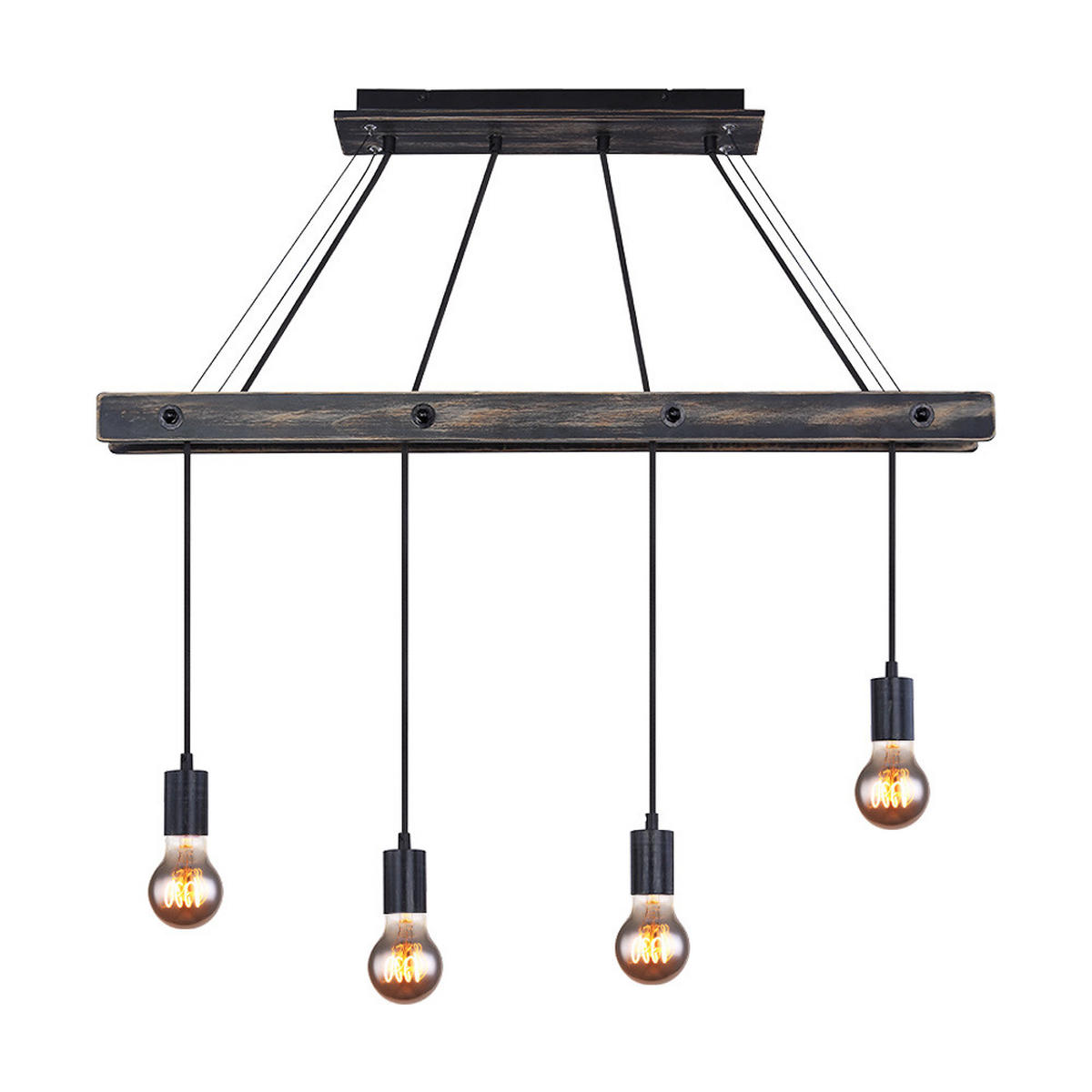 HÄNGELEUCHTE Metall Holz Schwarz matt - Schwarz, Holz (90/9/120cm) - Globo Lighting