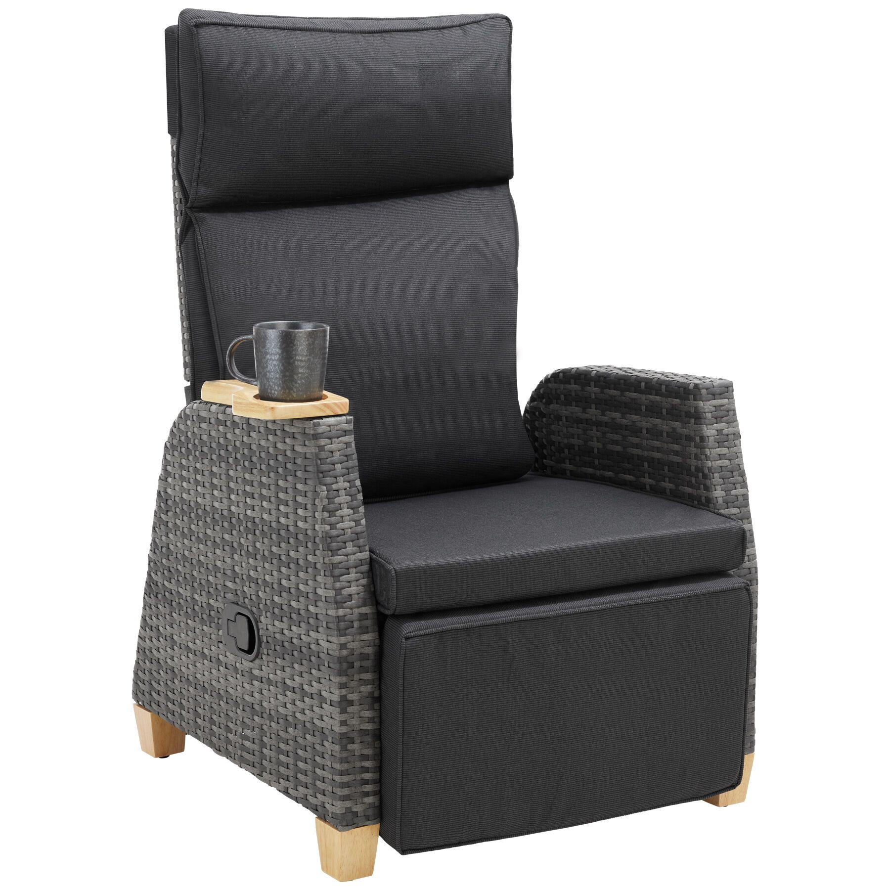 RATTANSESSEL Pescara,68,5 x 67 - 128 x 87 - 104 cm,grau - Grau, Kunststoff (68.5/104/128cm) - tectake
