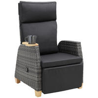 RATTANSESSEL Pescara,68,5 x 67 - 128 x 87 - 104 cm,grau - Grau, Kunststoff (68.5/104/128cm) - tectake