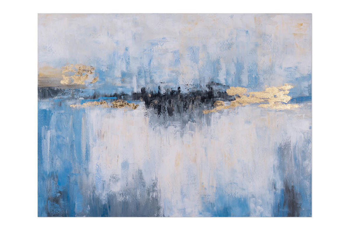 ACRYLBILD HANDGEMALT 100/75 cm - Blau/Weiß, Holz/Textil (100/75cm) - KUNSTLOFT