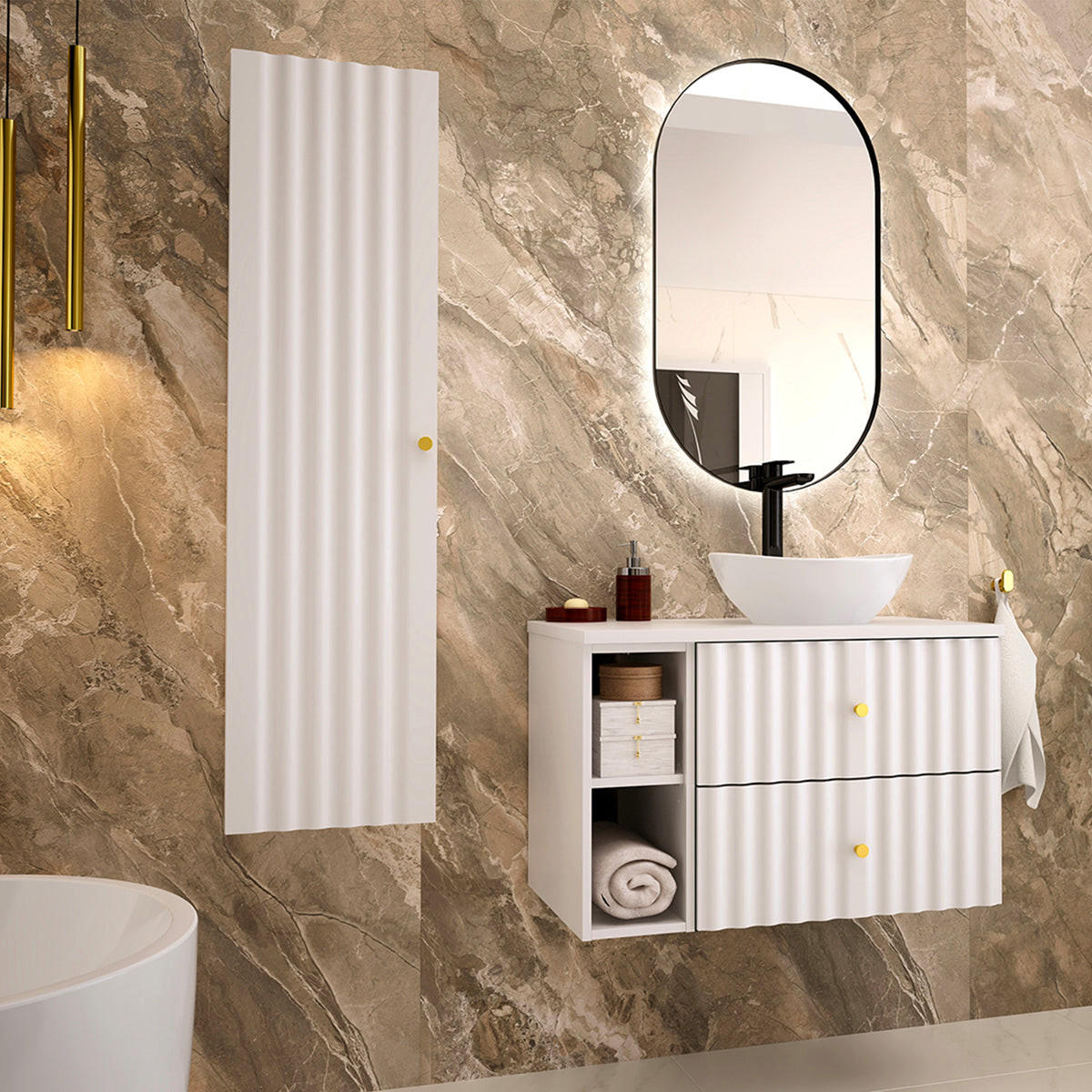 DONJI ELEMENT ZA UMIVAONIK 80.6cm Izae Bijeli - bijela, drvni materijal (80.6/52.2/46.5cm) - Petits-meubles