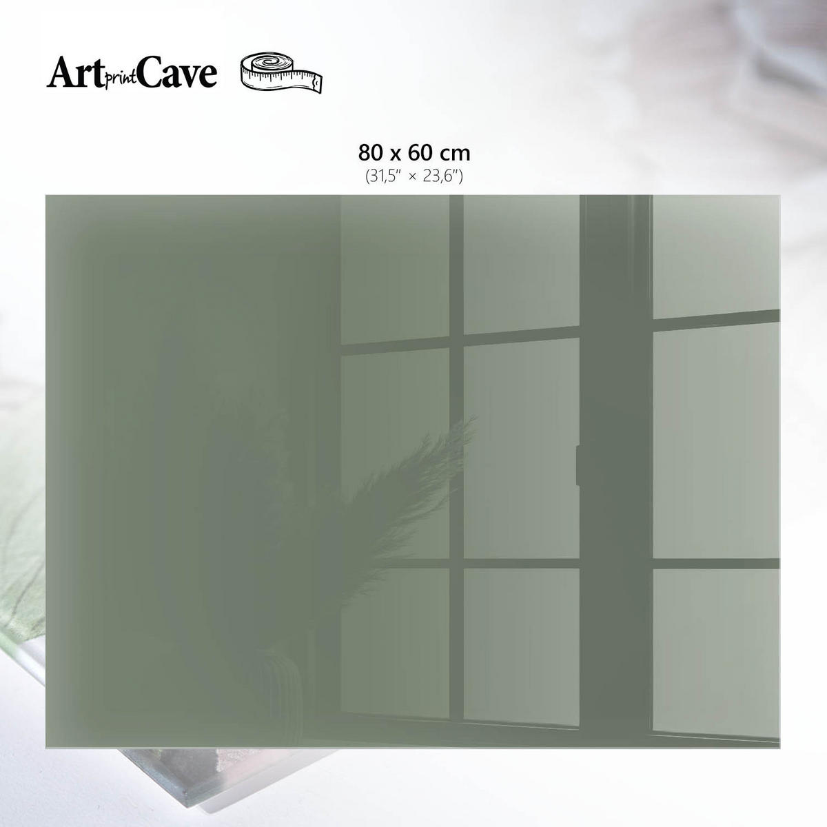 GLASPLATTE 80x60 cm – Dunkelgrün - Grau, Glas (0.4/80/60cm) - ArtPrintCave